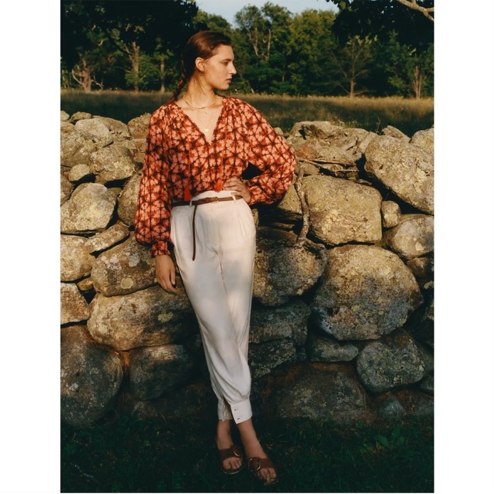 Anthropologie Off White Linen Joggers